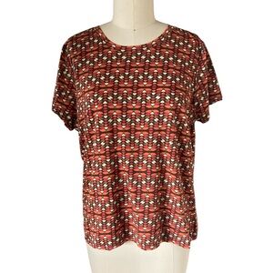 Pendleton Orange and Black Patterned Short Sleeve Top